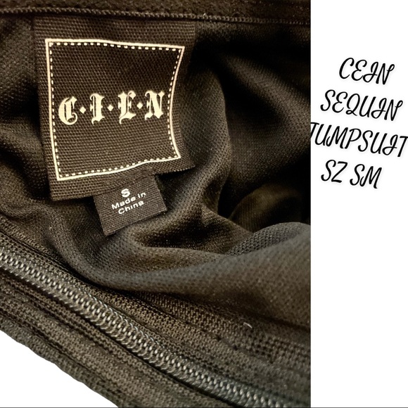 SEQUIN TOP JUMPSUIT SZ SM SILKY WITH SPAGHETTI STRAPS ZIP UP BACK Good Stretch - Picture 7 of 12